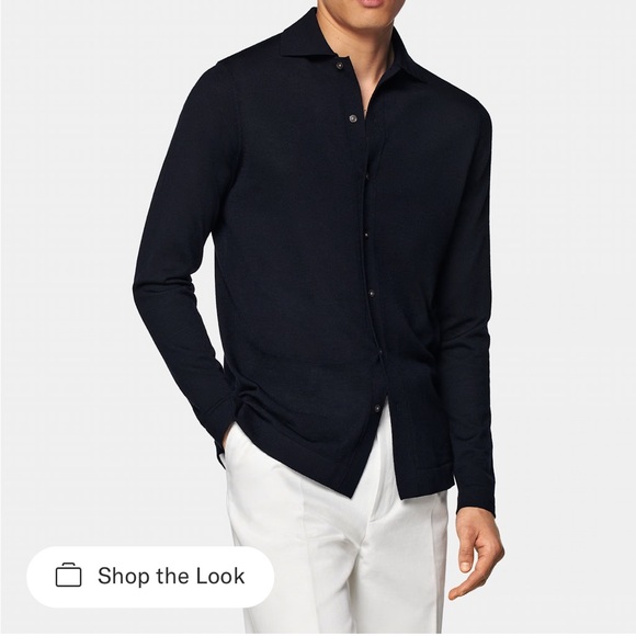 Suitsupply navy merino long sleeve polo cardigan size M-L - Picture 1 of 5